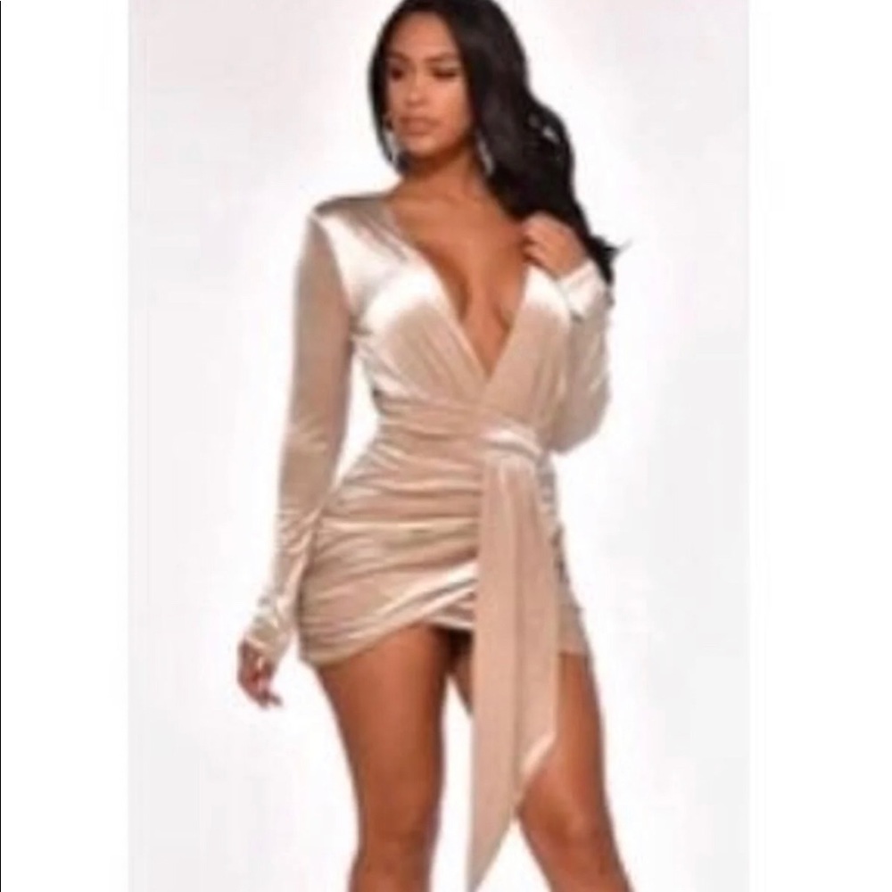 Velvet nude dress